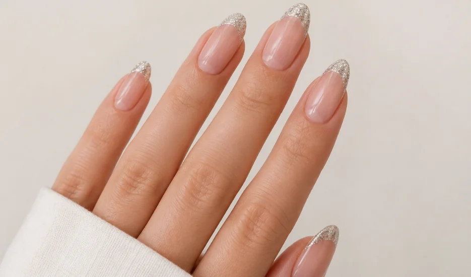 Gel X Glitter French Tip Nails