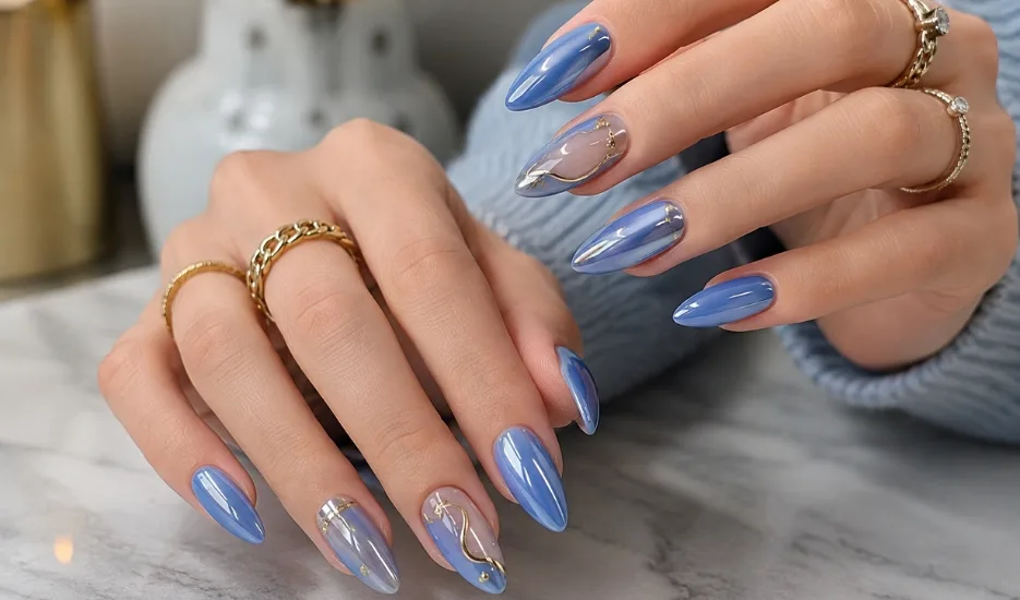 Why Blue Chrome Nails Are Trending