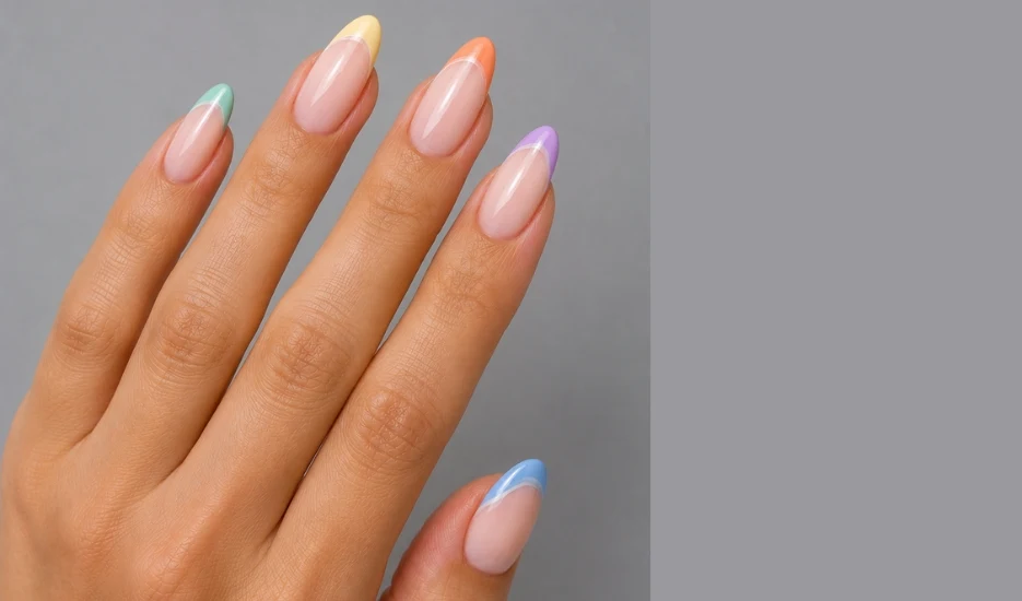 bright blue french tip nails