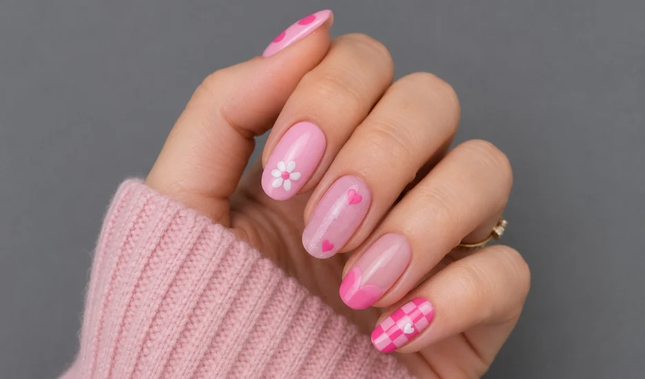 pink short nail designs